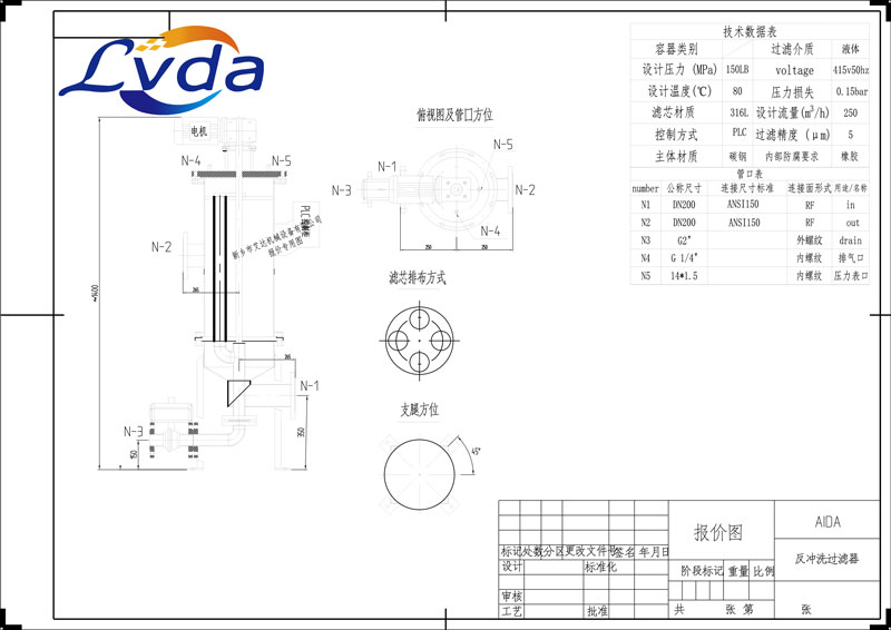 濾達(dá)多柱式過濾器設(shè)備圖紙